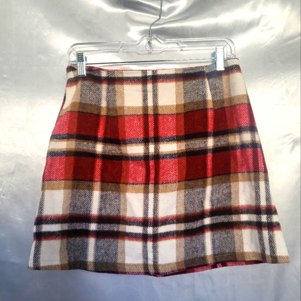 Wool Plaid Mini Skirt